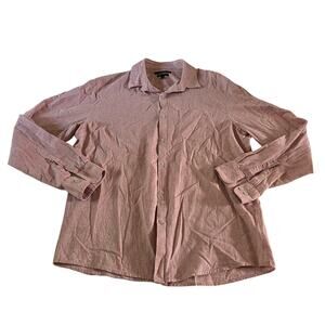 Men's Pink Linen Long Sleeve Slim Fit Shirt Sz L